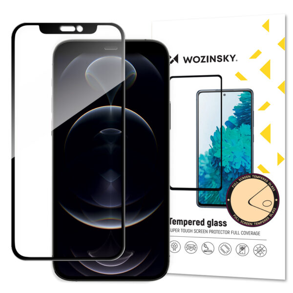 Wozinsky supervahva Full Glue koko näytön karkaistu lasi Case Friendly kehys iPhone 14 / 13 Pro / iPhone 13 musta