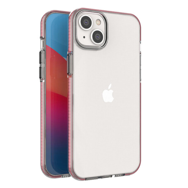 Spring Case kotelo iPhone 14 Plus silikonikotelolle vaaleanpunaisella kehyksellä